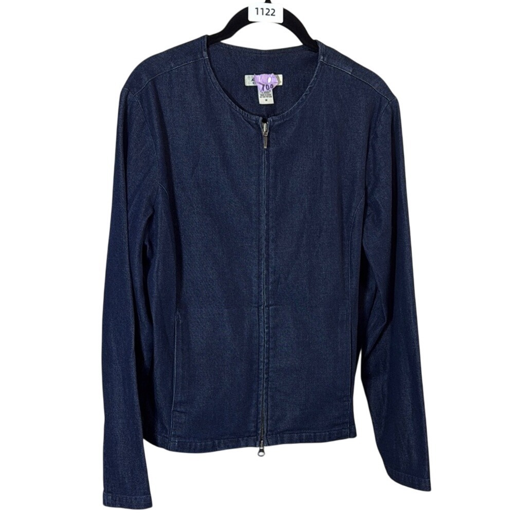 Denim‎ Jacket Womens Full Zip Dark Wash Jean Jacket Classic Casual Everyday